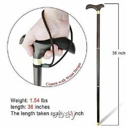 Cane Walking Cane for Men and Women, Wooden Cane Walking Stick- 36 Inch(Brown)