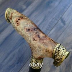 Cane Walking Stick BURL Handle Wooden Handmade Unique Bronze parts # M94