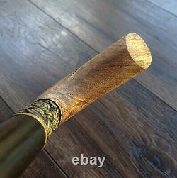Cane Walking Stick BURL Handle Wooden Handmade exclusive Bronze parts # I32