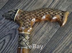 Cane Walking Stick Bronze Dragon Wood Wooden HANDMADE Canes Mens Accessories NEW