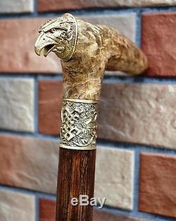 Cane Walking Stick @ EAGLE @ Wood Wooden BURL Handmade