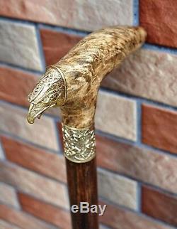 Cane Walking Stick @ EAGLE @ Wood Wooden BURL Handmade