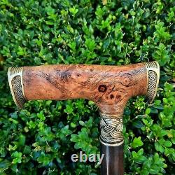 Cane Walking Stick Handmade Wooden Walking Cane Stabilized Burl Handle Y80