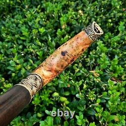 Cane Walking Stick Handmade Wooden Walking Cane Stabilized Burl Handle Y88