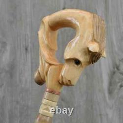 Cane Walking Stick Wooden Gift Hand-Carved Carving Handmade (Horse hoof)