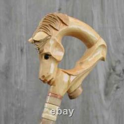 Cane Walking Stick Wooden Gift Hand-Carved Carving Handmade (Horse hoof)