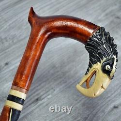 Cane Walking Stick Wooden carved Handmade Eagle / UK