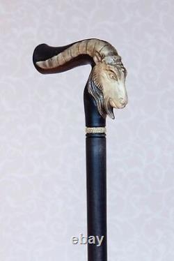 Capricorn Walking stick cane Hand carved Zodiac Wooden