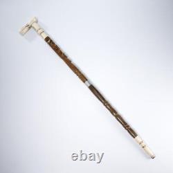 Carved Tribal Wood African Head Vtg Cane Walking Stick 34.25l