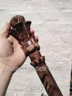 Carved Walking cane Sticks Wooden cane Acacia hiking Carving Handmade stick gft