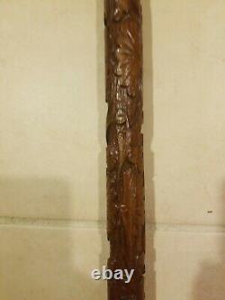 Carved Wooden Cane/ Walking Stick 36.625 HANDLE IS LOOSE