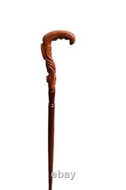 Christian Cross Dual Tone Wooden Walking Stick Cane -Wood carved crafted crook h