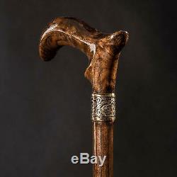 Classic Jazzy Wooden Cane Luxury Derby Walking Stick Carved Handmade Gift
