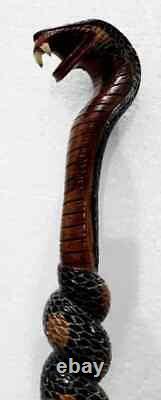 Cobra Wooden Walking Cane Handmade Walking Stick Hand Carved Snake Best Gift