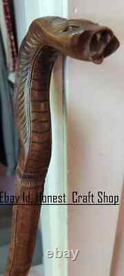 Cobra Wooden Walking Cane Handmade Walking Stick Hand Carved Snake Best Gift