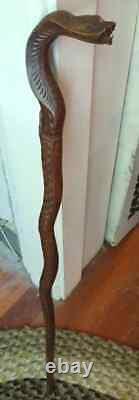 Cobra Wooden Walking Cane Handmade Walking Stick Hand Carved Snake Best Gift