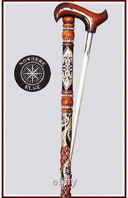 Collectible Handmade Wooden Walking Stick, Handcraft Cane Exclusive to Collector