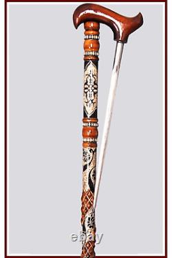 Collectible Handmade Wooden Walking Stick, Handcraft Cane Exclusive to Collector
