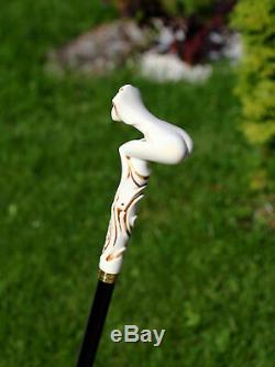 Collectible Walking Stick Cane Naked Sexy Girl Ivory Color Handmade Wooden