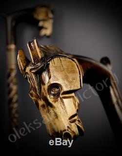 Collectible Wooden Walking Cane Stick Handcrafted Handmade Woodcarving Exclusive