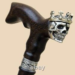 Cool Skull King Wooden Walking Canes Stick for Men Stylish Handmade Wood Cane