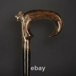 Curved Lion Exclusive Cane, Handmade Wooden Walking Stick for Gift