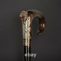 Curved Lion Exclusive Cane, Handmade Wooden Walking Stick for Gift