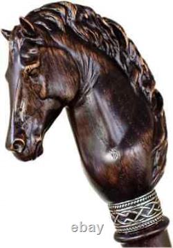 Custom Carved Horse Walking Stick Fancy Walking Cane Hand Carved Wooden Walking