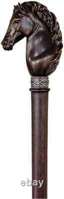 Custom Carved Horse Walking Stick Fancy Walking Cane Hand Carved Wooden Walking