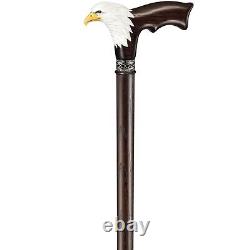 Custom Hand-Painted Bald Eagle Wooden Cane for Men Stysh Carved Walking Stickgd