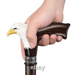 Custom Hand-Painted Bald Eagle Wooden Cane for Men Stysh Carved Walking Stickgd