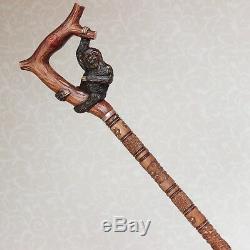 Custom Walking cane with Sloth Hand carved handle and shaft Hiking stick Wooden