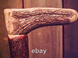 Deer Antler handle walking stick MAPLE wood antler scar shaft CUSTOM MADE IN USA