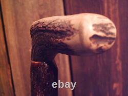 Deer Antler handle walking stick MAPLE wood antler scar shaft CUSTOM MADE IN USA