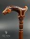 Designer Art Wooden Cane Walking Stick Horse With Saddle Animal Wood Carved