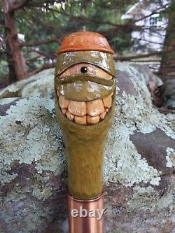 Designer Art Wooden Cane Walking Stick Wooden Hand Carved Halloween X Mass GF09