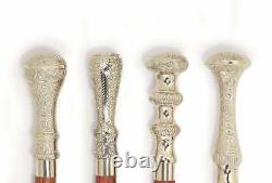 Designs Silver Assorted Walking stick Victorian men & women Gift Set 4 Pcswands