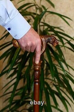 Dinosaur Walking Stick Wooden Walking Cane Ergonomic Palm Grip