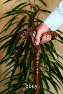 Dinosaur Walking Stick Wooden Walking Cane Ergonomic Palm Grip