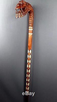 Dragon Hand Carvin Canes Walking Sticks Wooden Unique Handmade Cane Hiking Stick