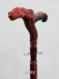 Dragon Head Handle Wooden Walking Stick Natural Handmade for men, women 36