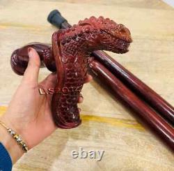 Dragon Head Handle Wooden Walking Stick Natural Handmade for men, women 36