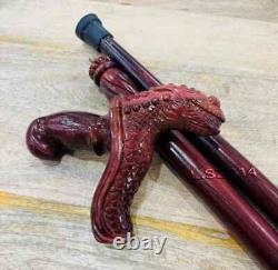 Dragon Head Handle Wooden Walking Stick Natural Handmade for men, women 36