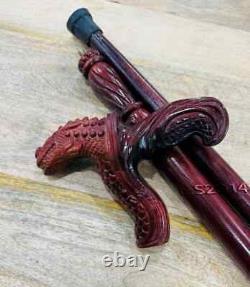 Dragon Head Handle Wooden Walking Stick Natural Handmade for men, women 36