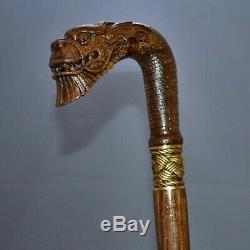 Dragon Wooden Handmade Cane Walking Stick BRONZE Wood Canes NEW Accessories