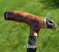 EAGLE Canes Walking Sticks Wooden BURL Handmade Men's Accessories Cane NEW