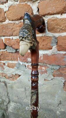 Eagle Carved handle Hiking stick Wooden cane handmade Walking stick carved Gift