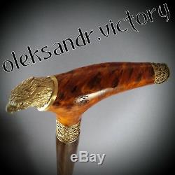 Eagle RED Wooden Handmade Cane Walking Stick Accessories BRONZE Canes Wood