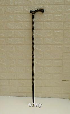 Egyptian Handmade 37 Walking Wooden Cane, Mother of Pearl Inlaid ebony Stick