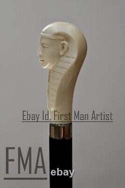 Egyptian Walking Stick Wooden Hand Carved Egypt Walking Cane Xmas Unique Gift